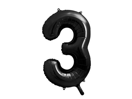 Number 3 black SuperShape Foil Balloon - 86 cm - 1 pc