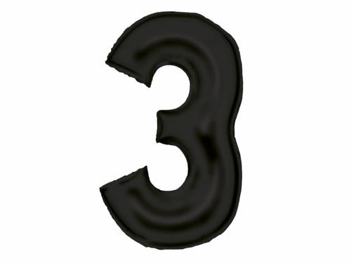 Number 3 black SuperShape Foil Balloon - 86 cm - 1 pc