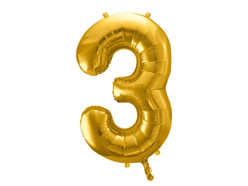 Number 3 gold SuperShape Foil Balloon - 86 cm - 1 pc