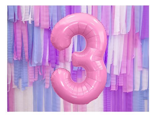 Number 3 pink SuperShape Foil Balloon - 86 cm - 1 pc