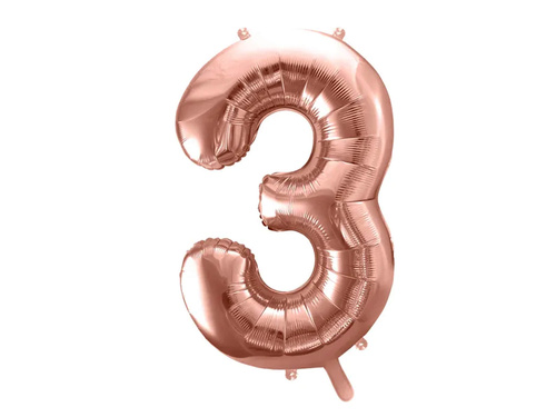 Number 3 rosegold SuperShape Foil Balloon - 86 cm - 1 pc