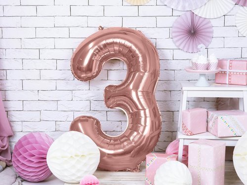 Number 3 rosegold SuperShape Foil Balloon - 86 cm - 1 pc