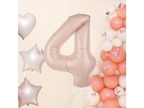 Number 4 Carmel Foil Balloon - 100 cm - 1 pc