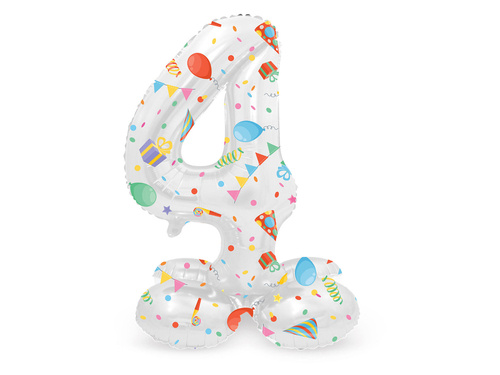 Number 4 Joyful Party Standing Foil Balloon - 41 cm - 1 pc
