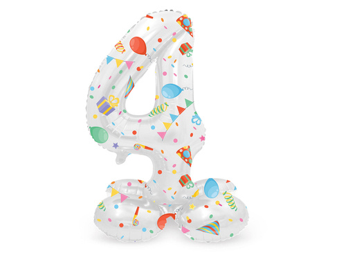 Number 4 Joyful Party Standing Foil Balloon - 72 cm - 1 pc