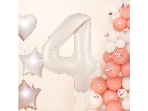 Number 4 Milk Cream Foil Balloon - 100 cm - 1 pc