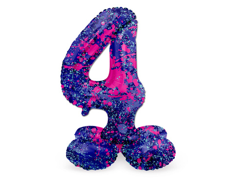 Number 4 Paint Splash Standing Foil Balloon - 72 cm - 1 pc