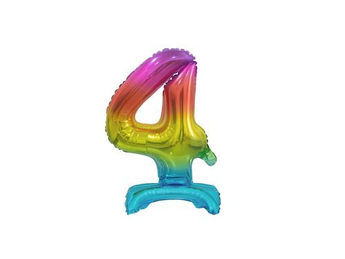 Number 4 Rainbow Standing Foil Balloon - 38 cm - 1 pc