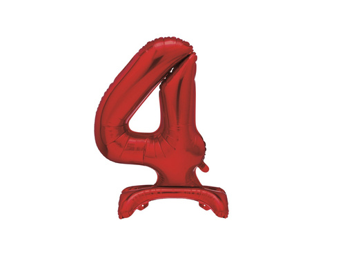 Number 4 Red Standing Foil Balloon - 76 cm - 1 pc