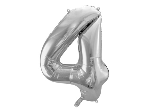 Number 4 Silver SuperShape Foil Balloon - 86 cm - 1 pc