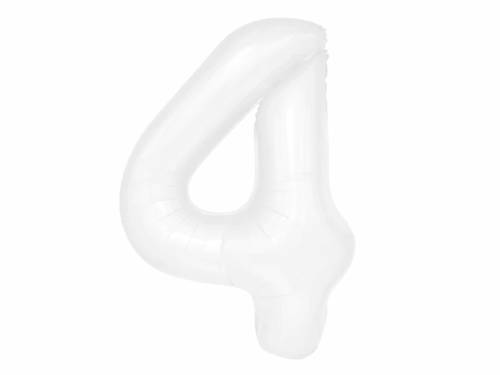 Number 4 White Foil Balloon - 100 cm - 1 pc