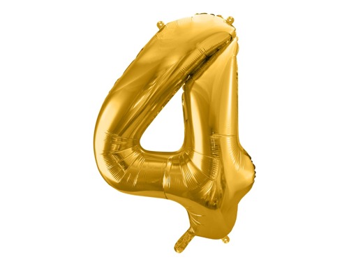 Number 4 gold SuperShape Foil Balloon - 86 cm - 1 pc