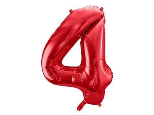 Number 4 red Foil Balloon - 86 cm - 1 pc