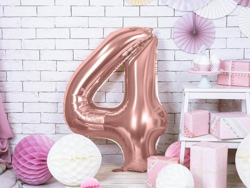 Number 4 rosegold SuperShape Foil Balloon - 86 cm - 1 pc