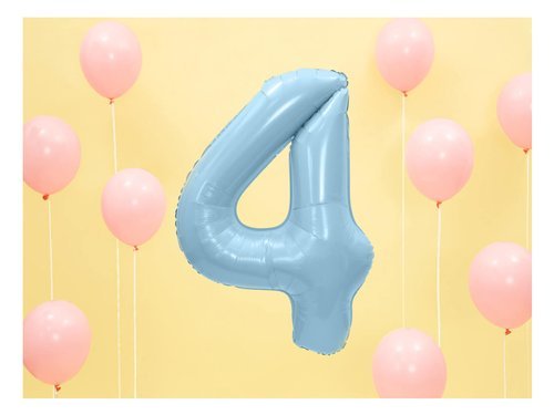 Number 4 sky blue SuperShape Foil Balloon - 86 cm - 1 pc