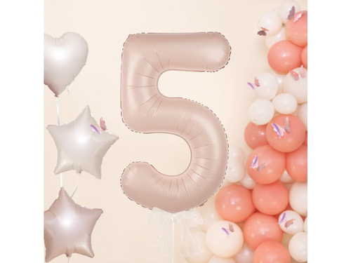 Number 5 Carmel Foil Balloon - 100 cm - 1 pc