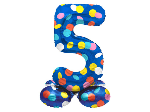 Number 5 Colorful Dots Standing Foil Balloon - 41 cm - 1 pc