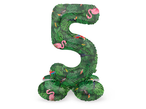 Number 5 Jungle Vibe Standing Foil Balloon - 41 cm - 1 pc