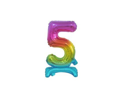 Number 5 Rainbow Standing Foil Balloon - 38 cm - 1 pc