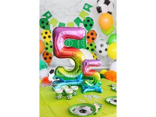 Number 5 Rainbow Standing Foil Balloon - 38 cm - 1 pc