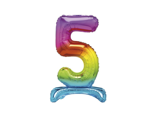 Number 5 Rainbow Standing Foil Balloon - 76 cm - 1 pc