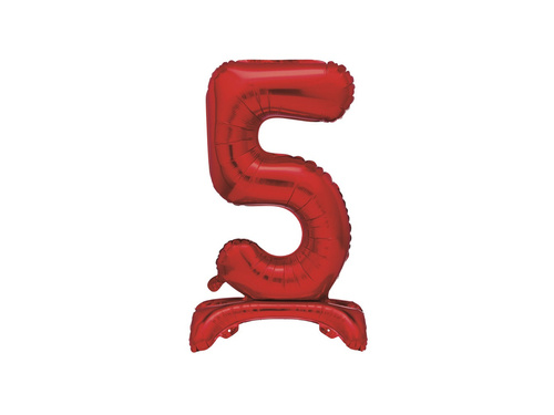 Number 5 Red Standing Foil Balloon - 76 cm - 1 pc