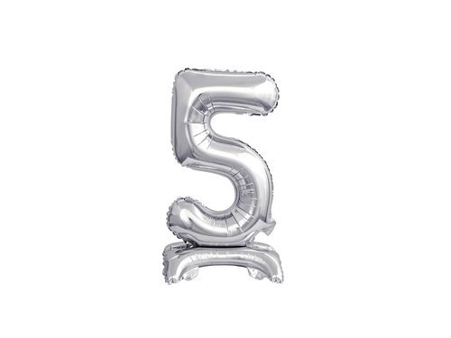 Number 5 Silver Standing Foil Balloon - 38 cm - 1 pc