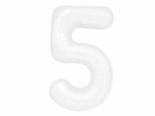 Number 5 White Foil Balloon - 100 cm - 1 pc