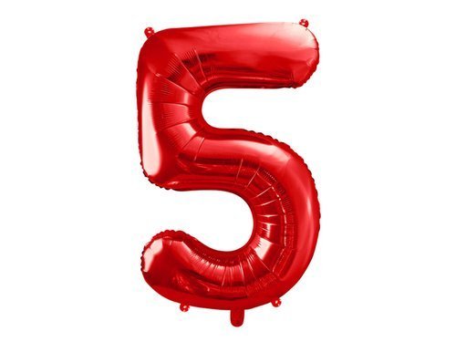 Number 5 red Foil Balloon - 86 cm - 1 pc
