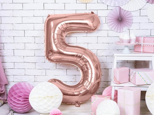 Number 5 rosegold SuperShape Foil Balloon - 86 cm - 1 pc