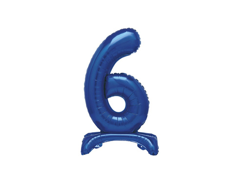 Number 6 Blue Standing Foil Balloon - 76 cm - 1 pc