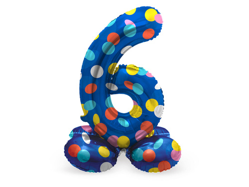 Number 6 Colorful Dots Standing Foil Balloon - 41 cm - 1 pc