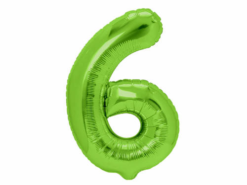 Number 6 Green Foil Balloon - 100 cm - 1 pc