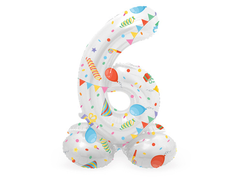 Number 6 Joyful Party Standing Foil Balloon - 41 cm - 1 pc