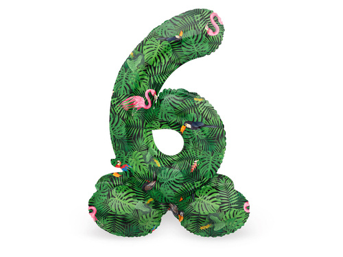 Number 6 Jungle Vibe Standing Foil Balloon - 72 cm - 1 pc