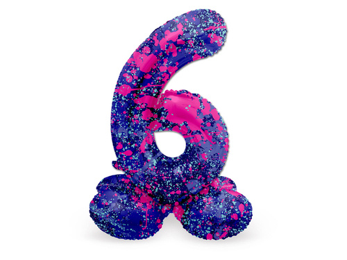 Number 6 Paint Splash Standing Foil Balloon - 72 cm - 1 pc