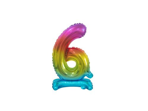 Number 6 Rainbow Standing Foil Balloon - 38 cm - 1 pc