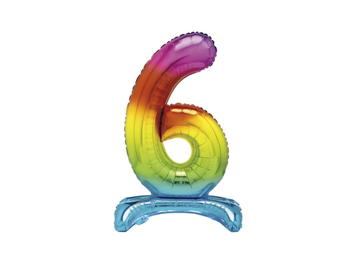 Number 6 Rainbow Standing Foil Balloon - 76 cm - 1 pc