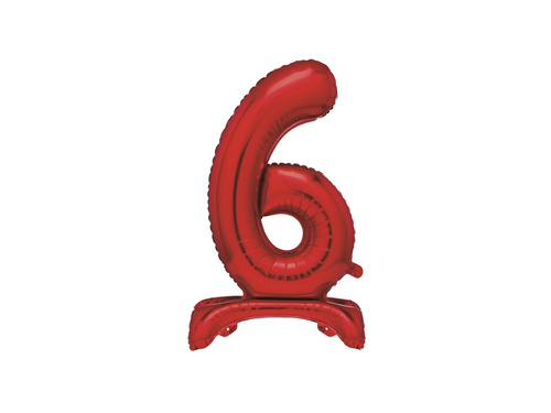 Number 6 Red Standing Foil Balloon - 76 cm - 1 pc