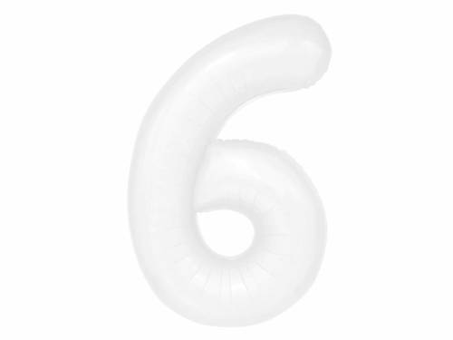 Number 6 White Foil Balloon - 100 cm - 1 pc