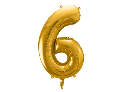 Number 6 gold SuperShape Foil Balloon - 86 cm - 1 pc