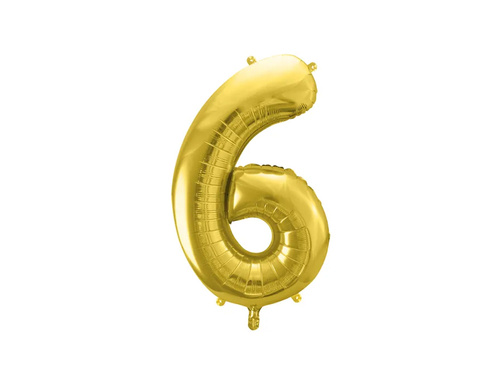 Number 6 gold SuperShape Foil Balloon - 86 cm - 1 pc