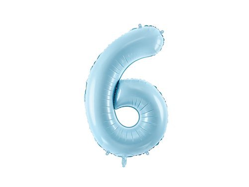 Number 6 sky blue SuperShape Foil Balloon - 86 cm - 1 pc