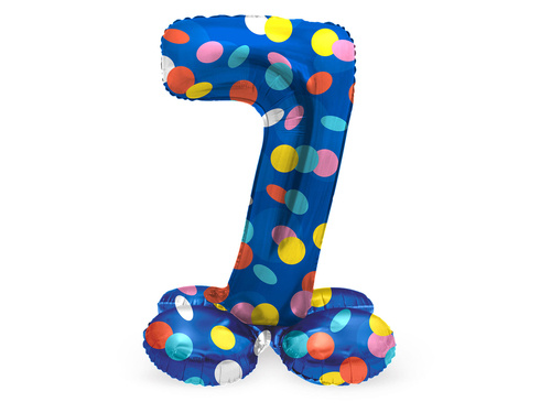 Number 7 Colorful Dots Standing Foil Balloon - 41 cm - 1 pc