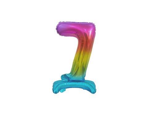 Number 7 Rainbow Standing Foil Balloon - 38 cm - 1 pc