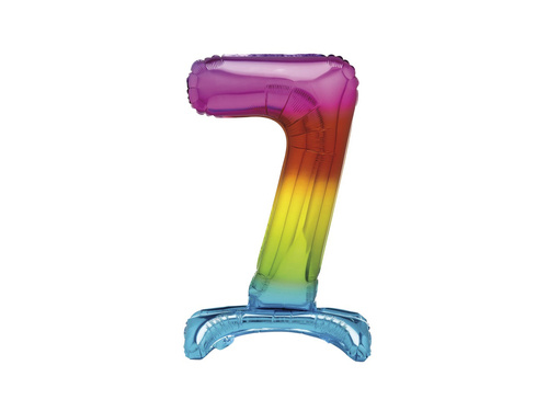 Number 7 Rainbow Standing Foil Balloon - 76 cm - 1 pc