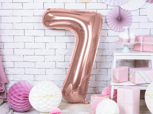 Number 7 rosegold SuperShape Foil Balloon - 86 cm - 1 pc