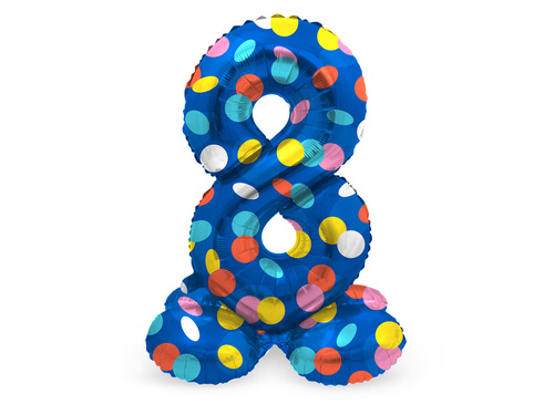 Number 8 Colorful Dots Standing Foil Balloon - 41 cm - 1 pc