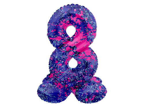 Number 8 Paint Splash Standing Foil Balloon - 41 cm - 1 pc