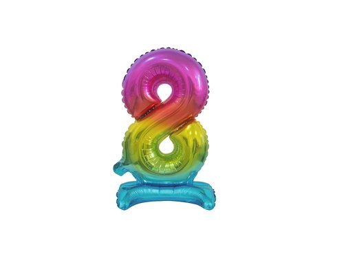 Number 8 Rainbow Standing Foil Balloon - 38 cm - 1 pc